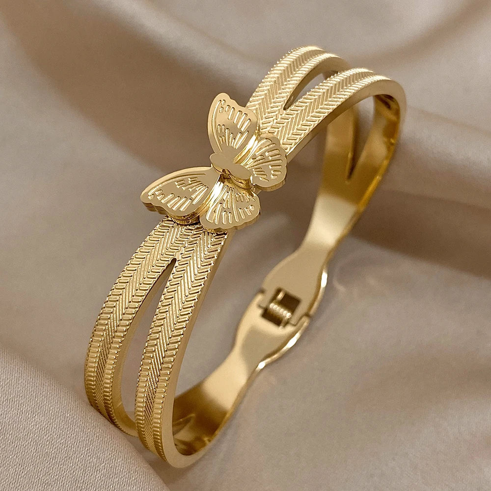 Butterfly Charm Stainless Steel Bracelet