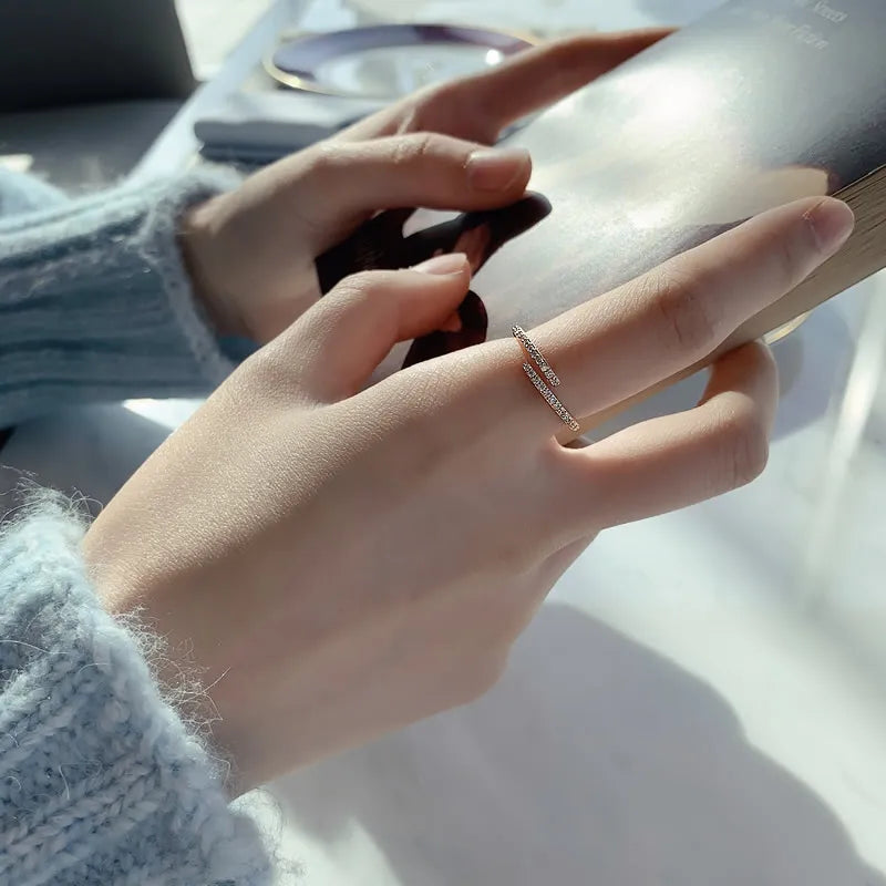 Minimal Geometric Rose Gold Ring Set
