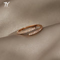 Minimal Geometric Rose Gold Ring Set