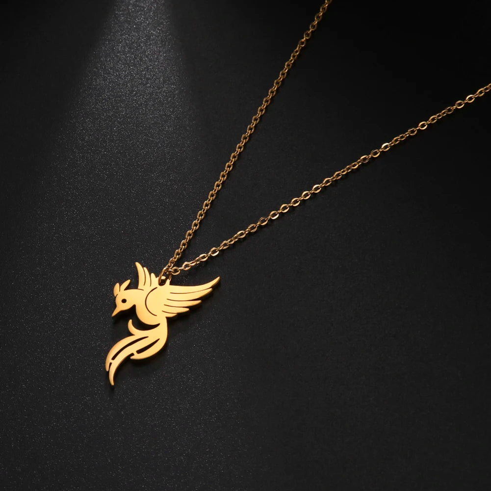 Gold Phoenix Pendant Necklace