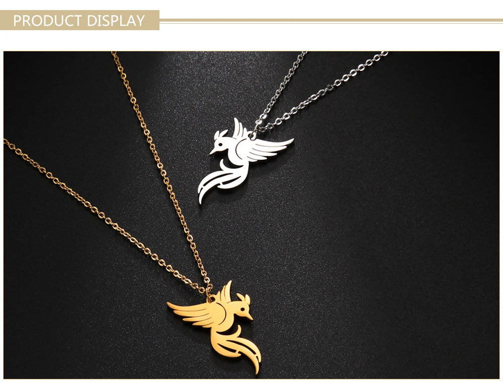 Gold Phoenix Pendant Necklace