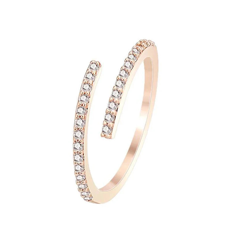 Minimal Geometric Rose Gold Ring Set