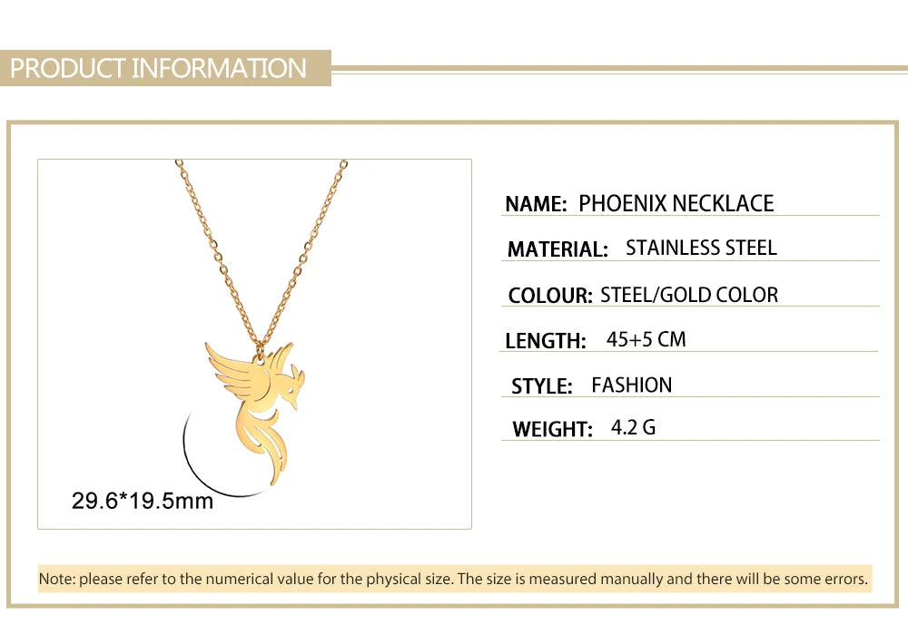 Gold Phoenix Pendant Necklace