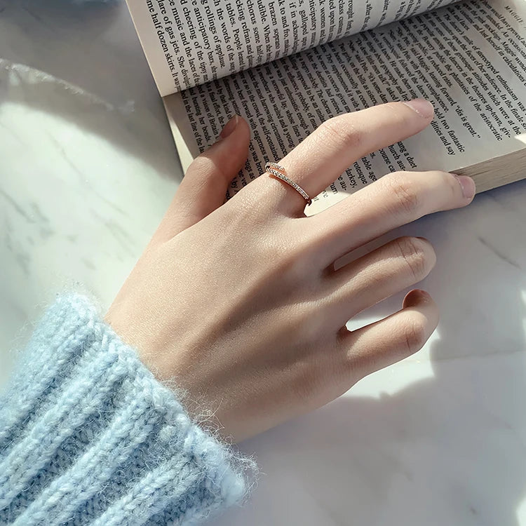 Minimal Geometric Rose Gold Ring Set