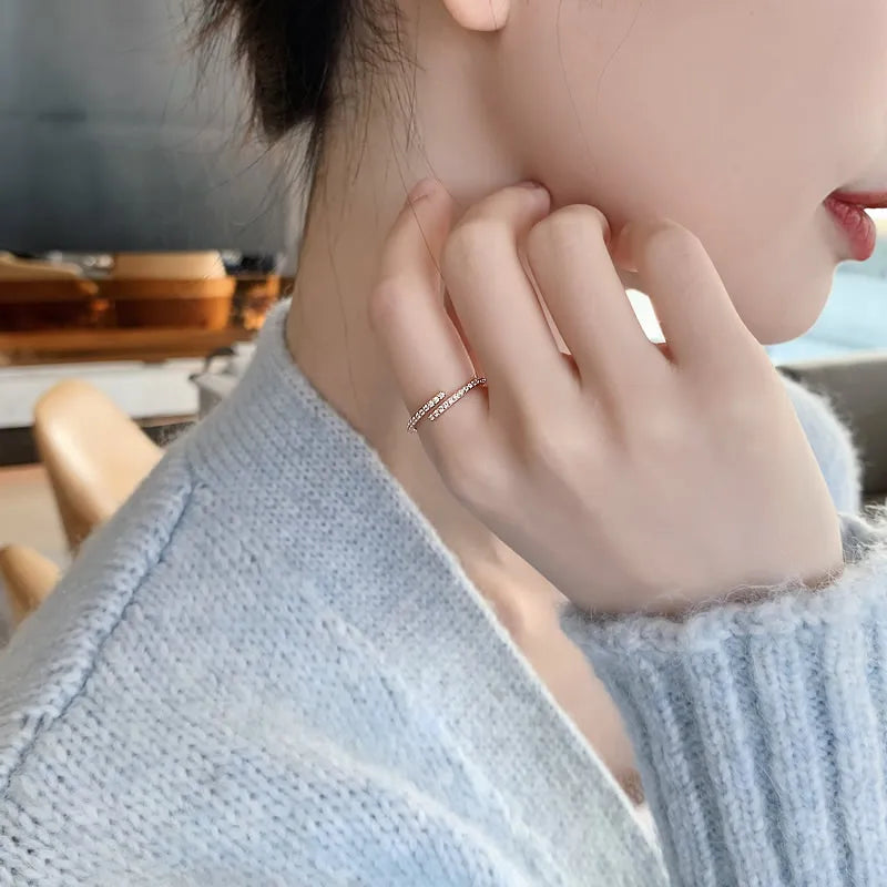 Minimal Geometric Rose Gold Ring Set