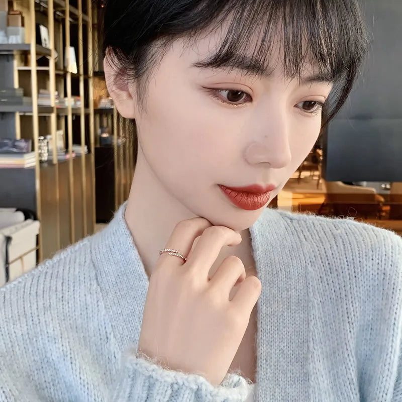 Minimal Geometric Rose Gold Ring Set