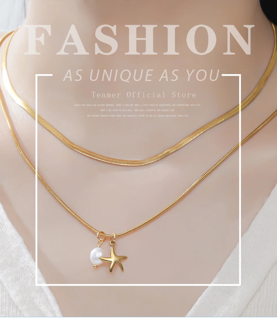 Pearl Sea star Double Layer Necklace