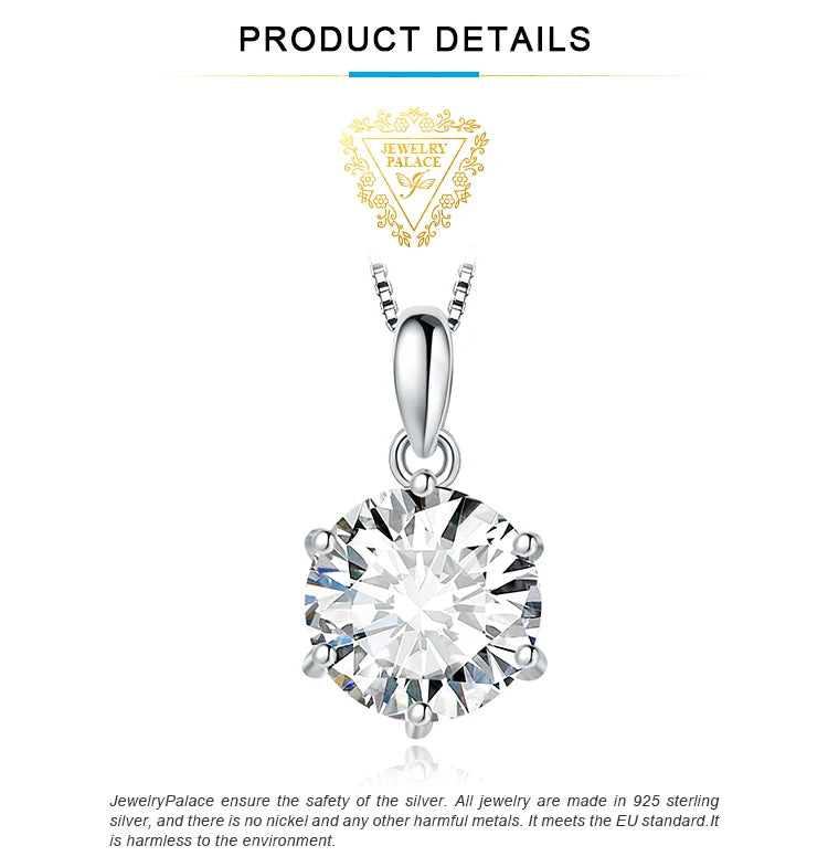 Moissanite Round D Color 925 Silver Pendant