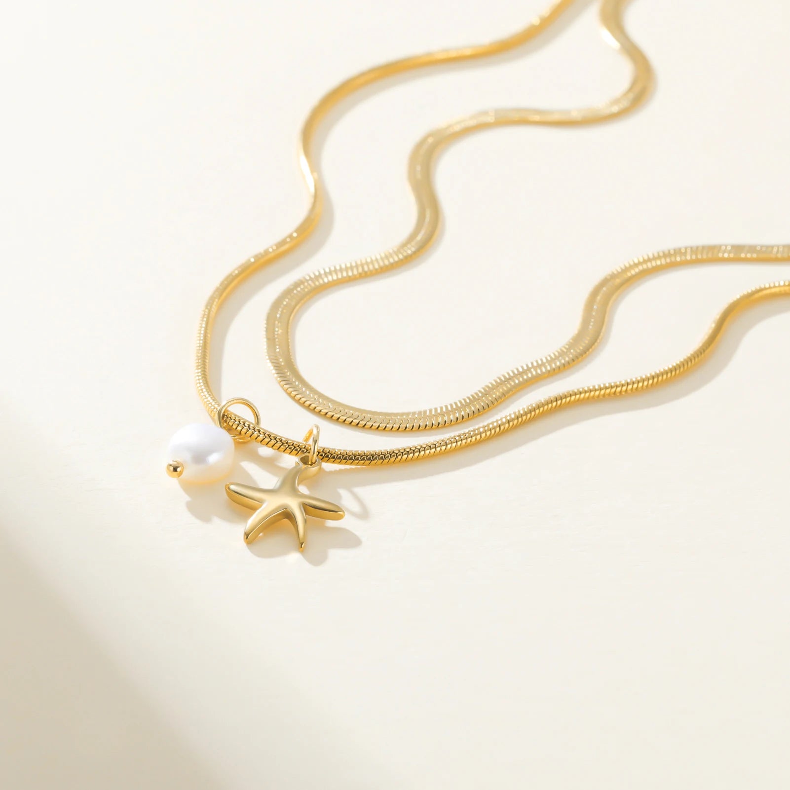 Pearl Sea star Double Layer Necklace