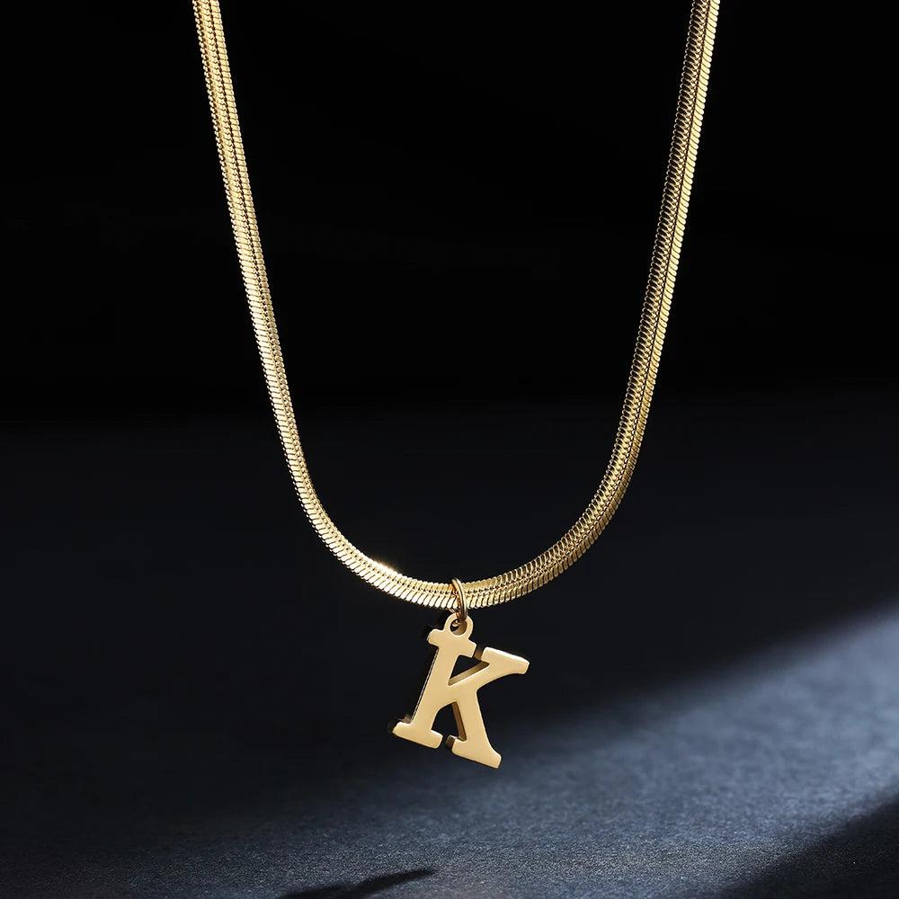 Gold Initial Letter Pendant Necklace