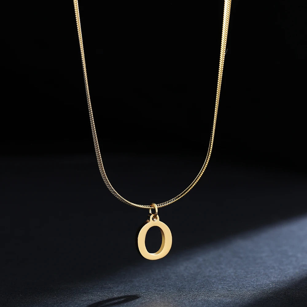 Gold Initial Letter Pendant Necklace