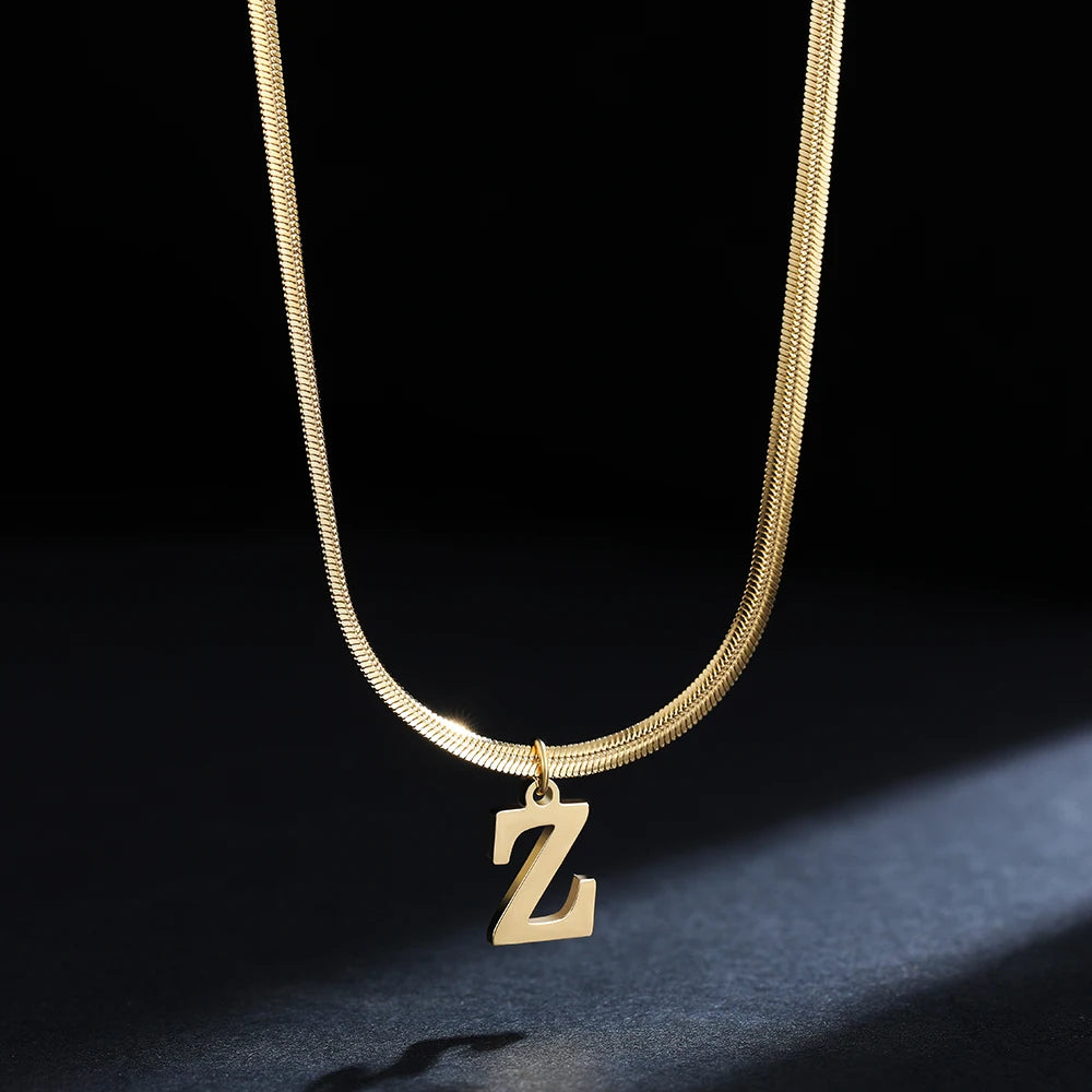 Gold Initial Letter Pendant Necklace