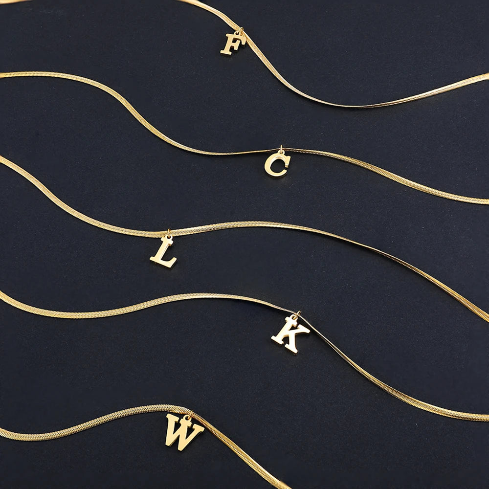 Gold Initial Letter Pendant Necklace
