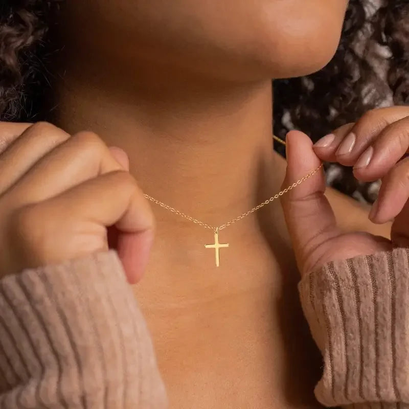 14K Gold Small Cross Necklace