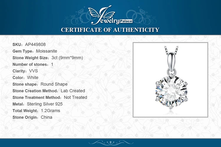 Moissanite Round D Color 925 Silver Pendant