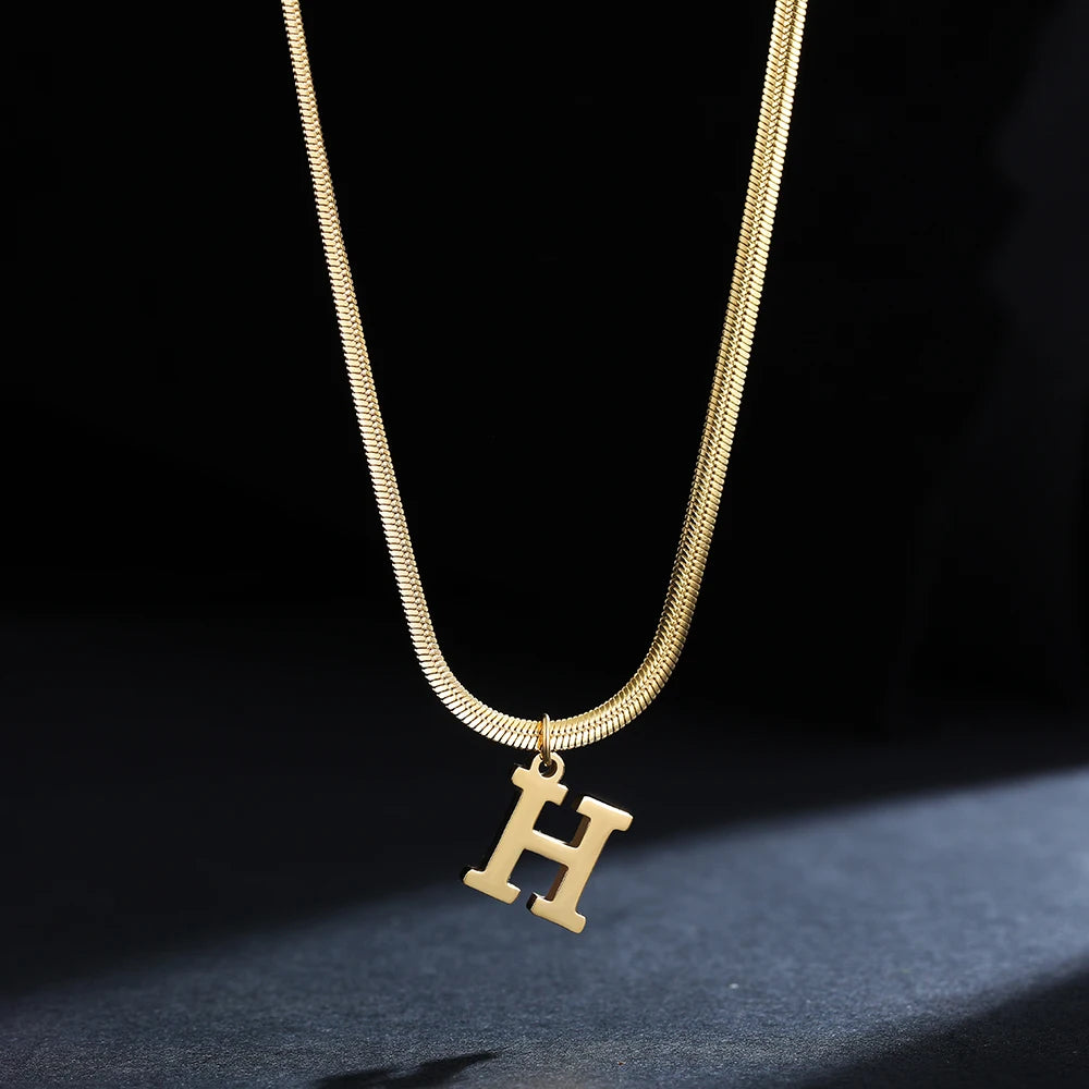 Gold Initial Letter Pendant Necklace
