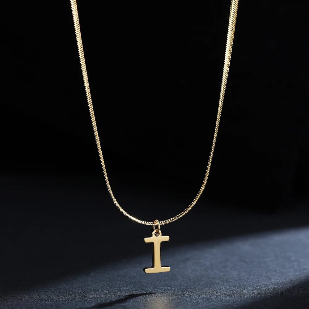 Gold Initial Letter Pendant Necklace