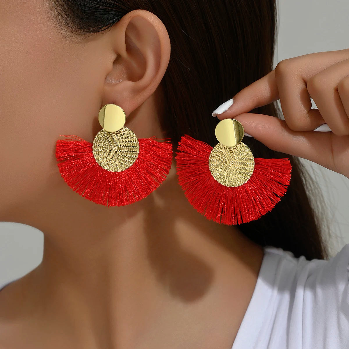 Aurelia White Tassel Luxe Earrings