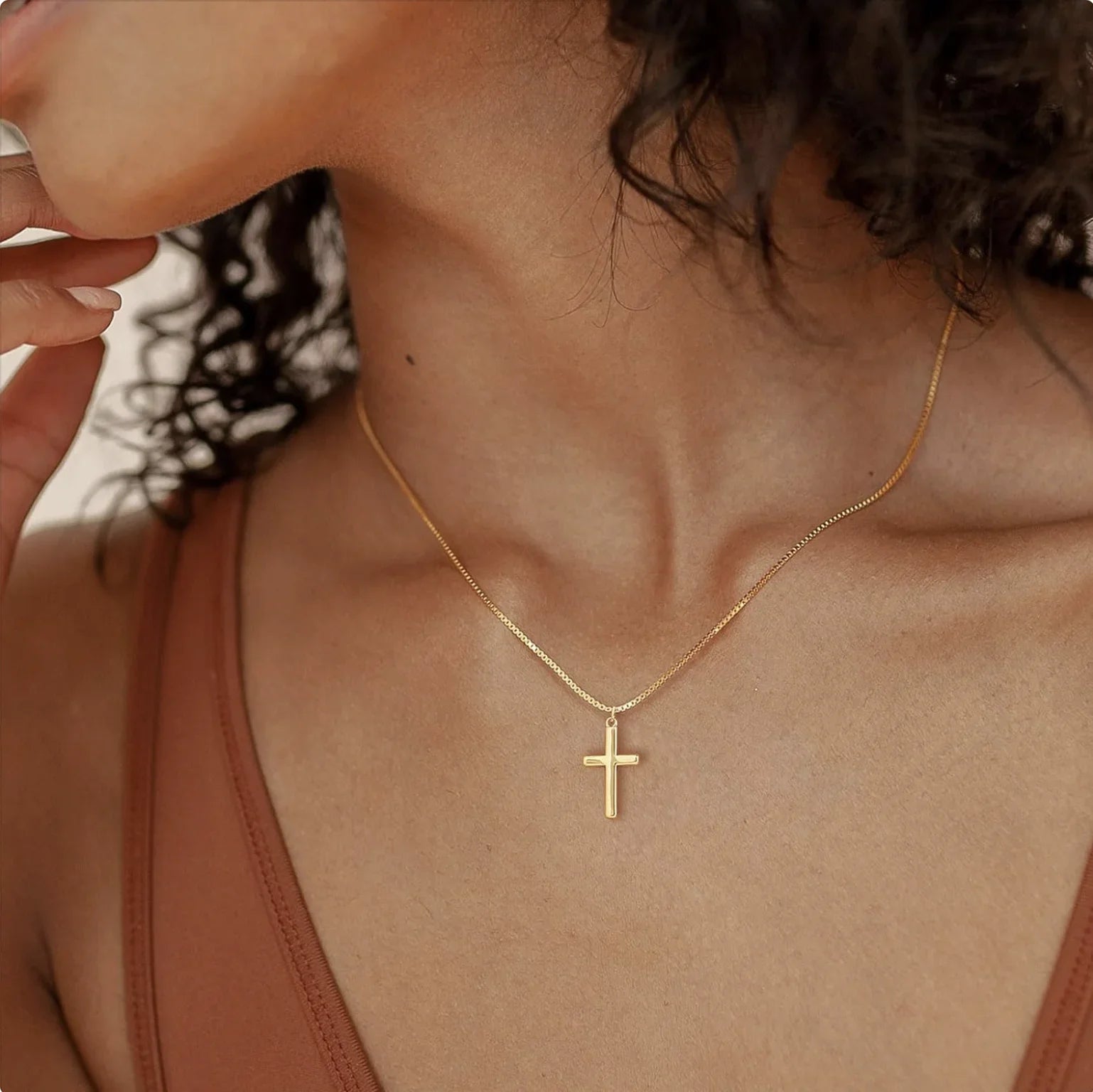 14K Gold Small Cross Necklace