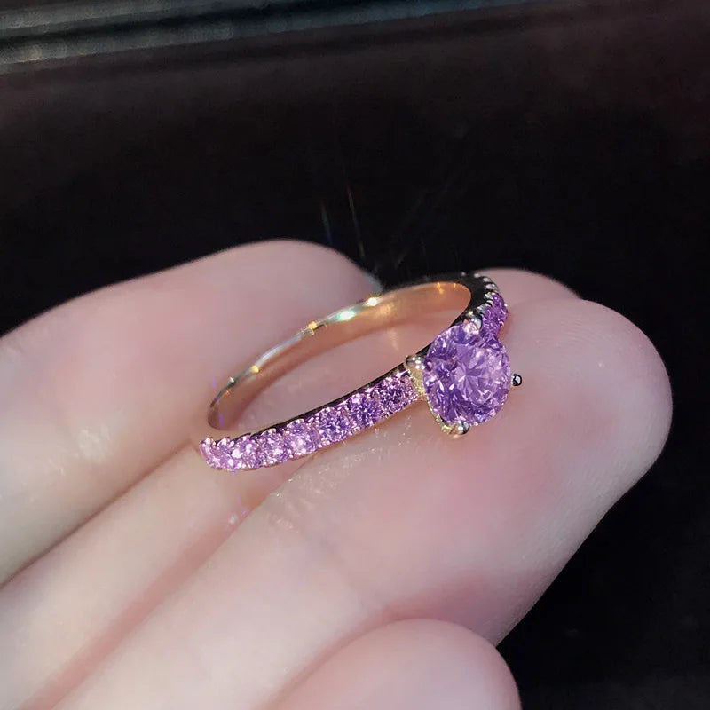 Pink Oval CZ Silver Engagement Ring