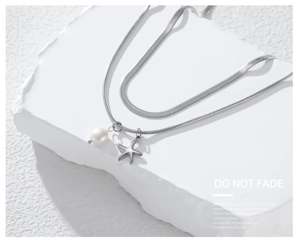 Pearl Sea star Double Layer Necklace
