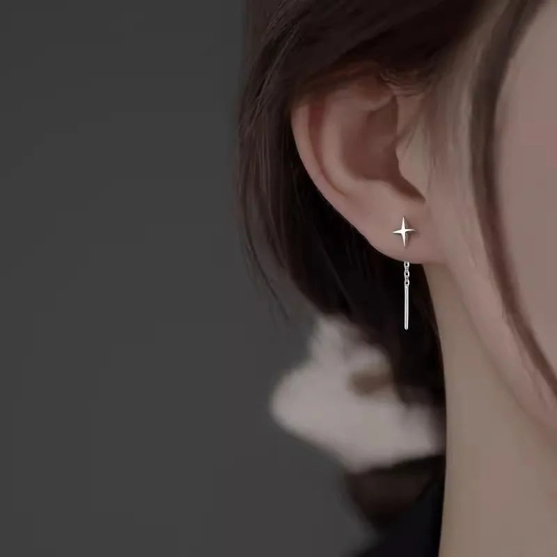 925 Silver Star Tassel Earrings