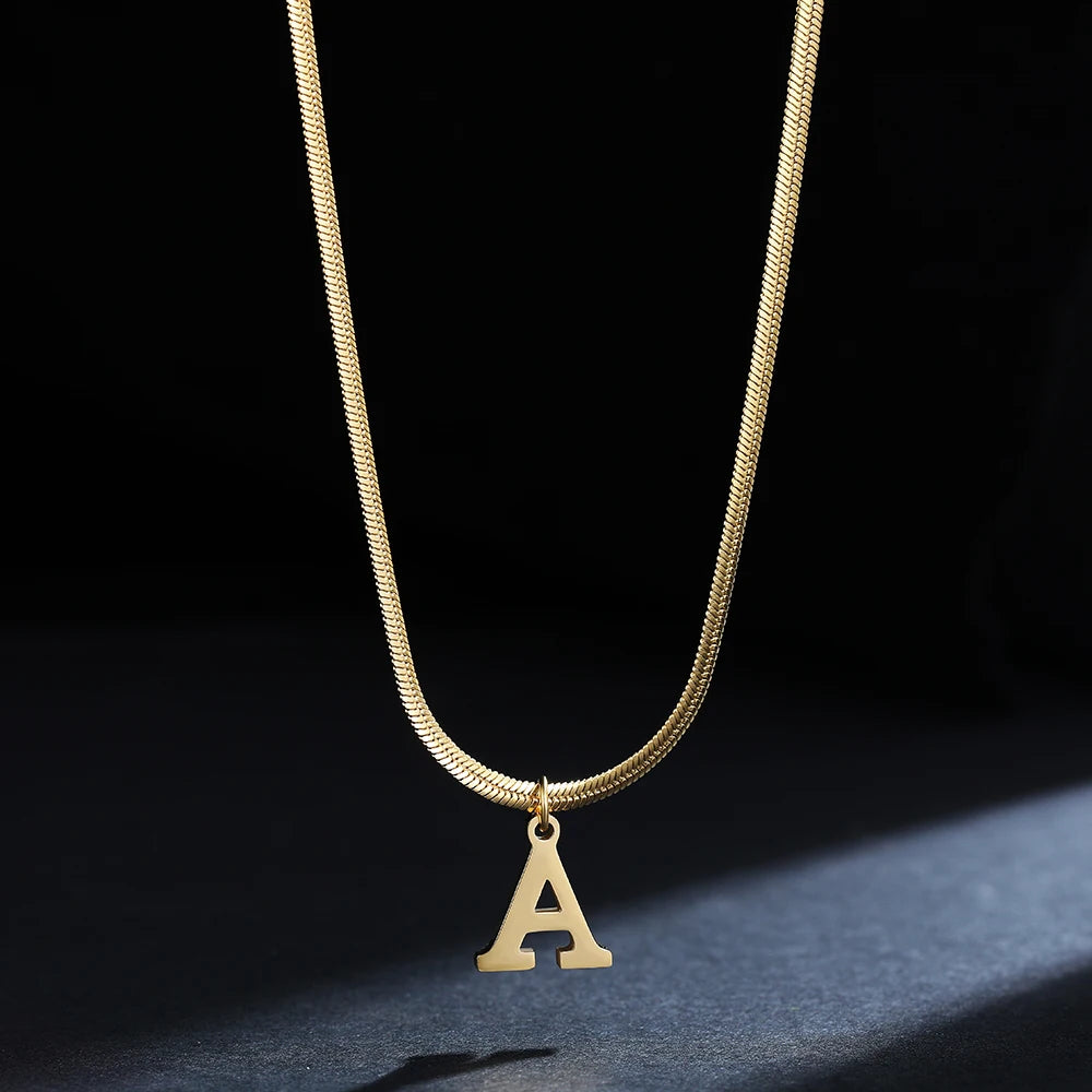 Gold Initial Letter Pendant Necklace