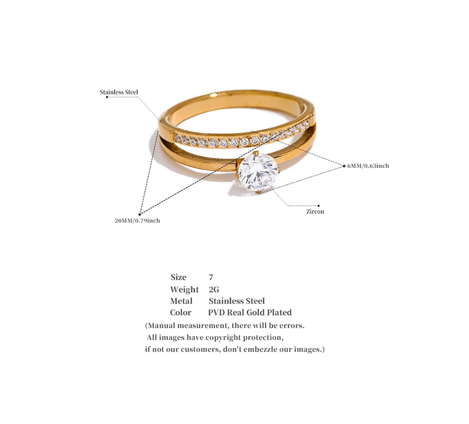 Delicate Double Layer CZ Ring