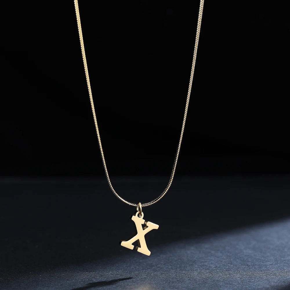 Gold Initial Letter Pendant Necklace