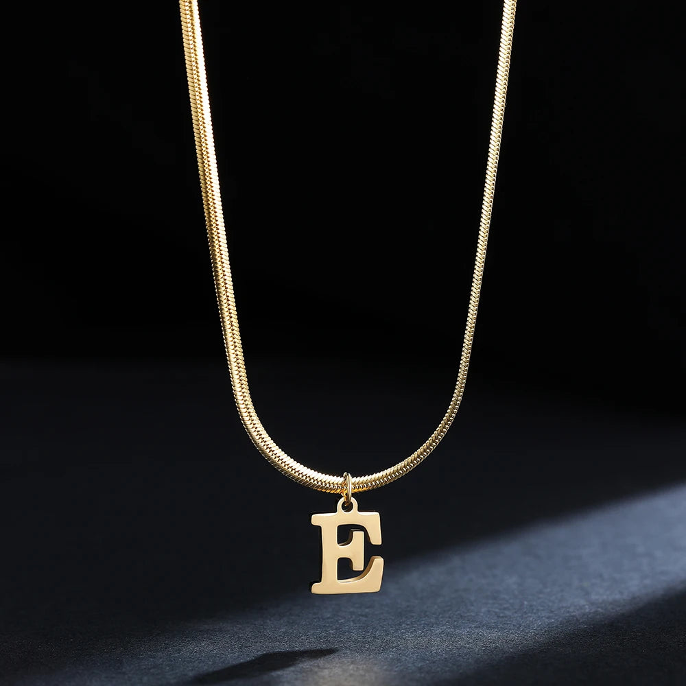 Gold Initial Letter Pendant Necklace