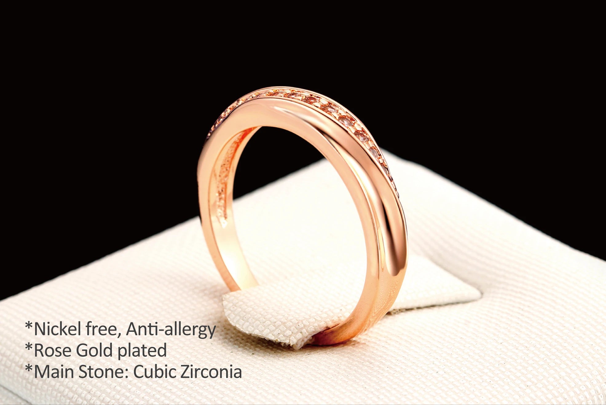 Elegant Rose Gold CZ Ring