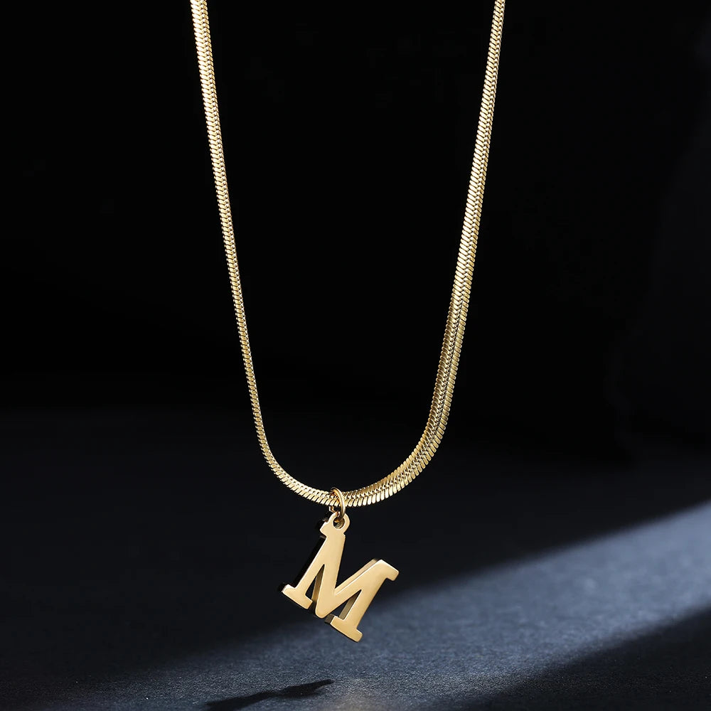 Gold Initial Letter Pendant Necklace
