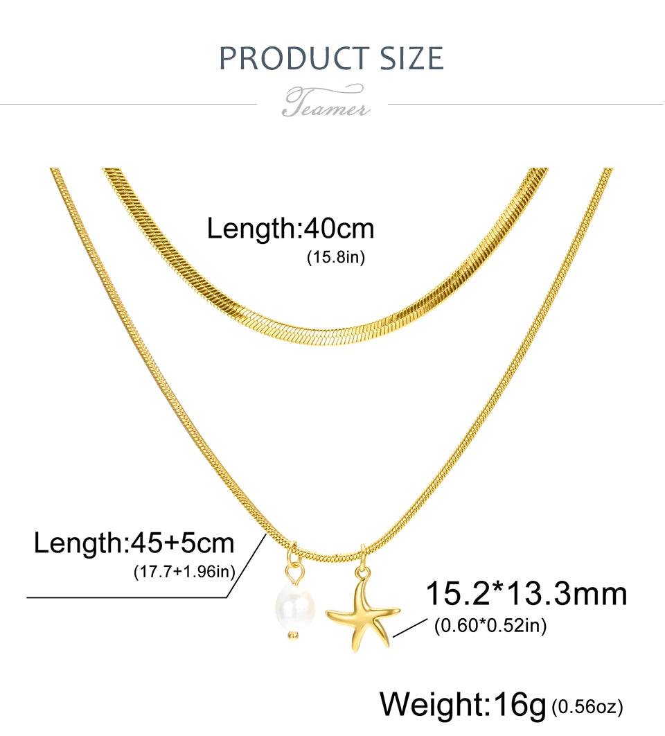 Pearl Sea star Double Layer Necklace