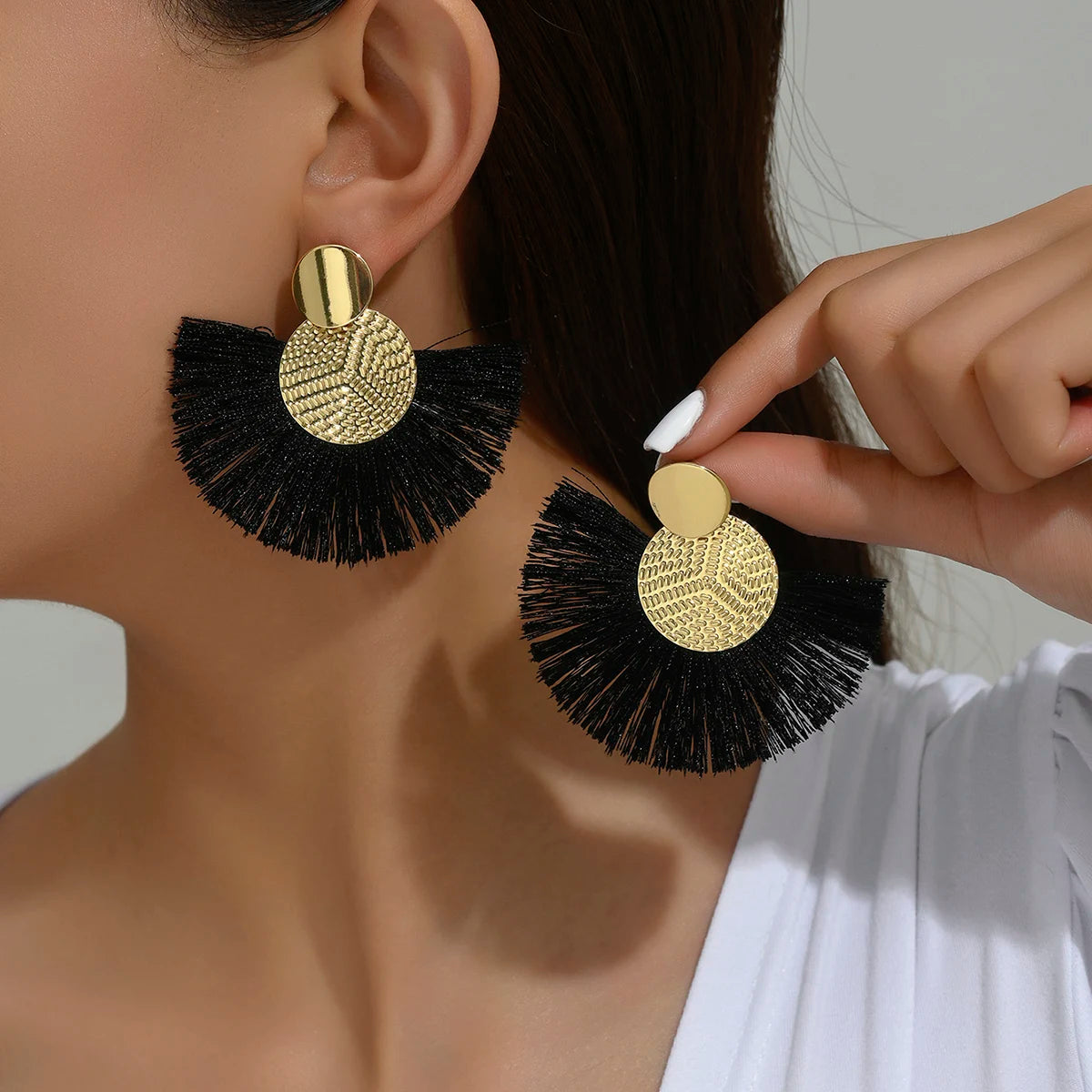 Aurelia White Tassel Luxe Earrings