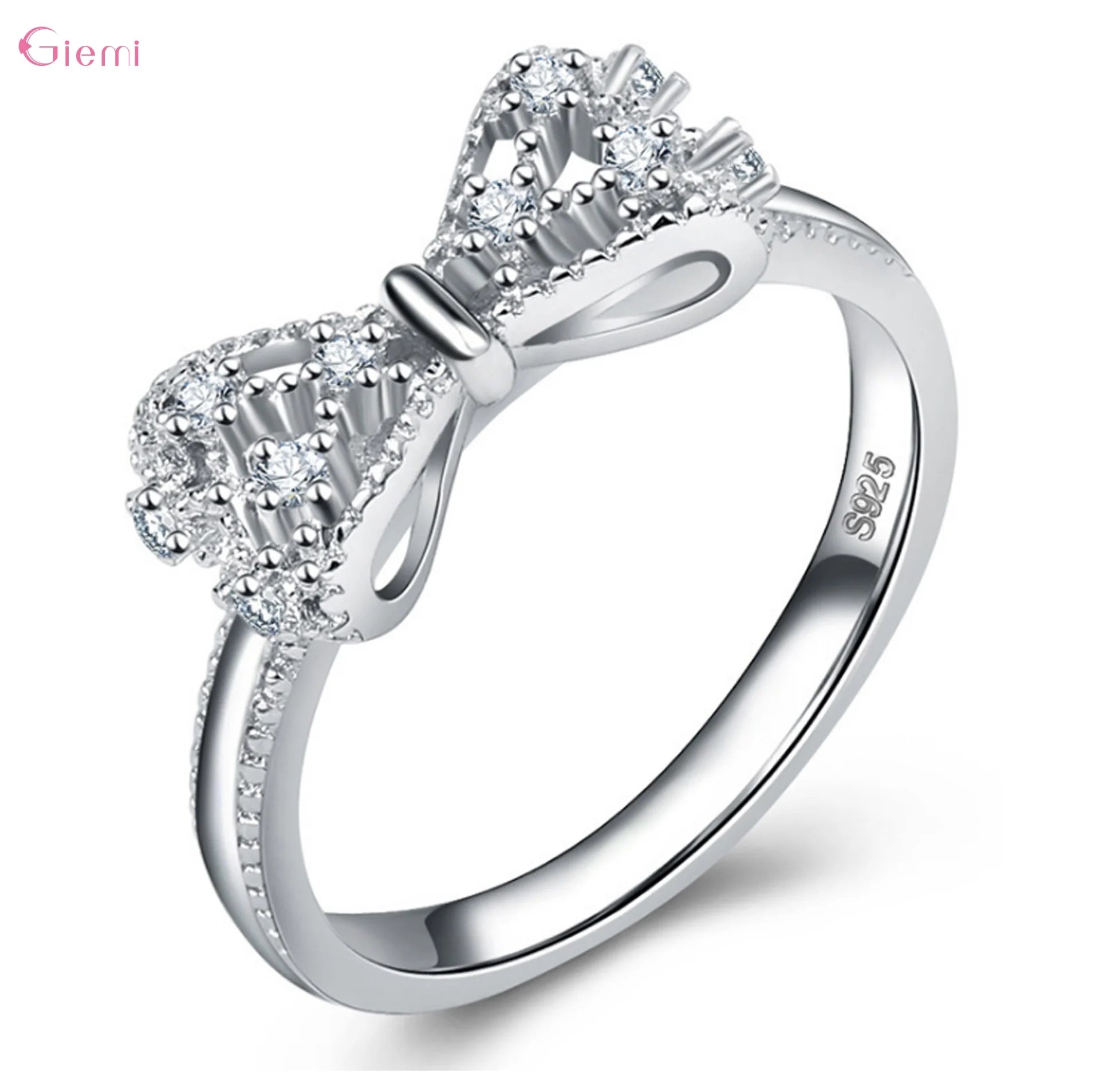 Sterling Silver Bowknot CZ Ring