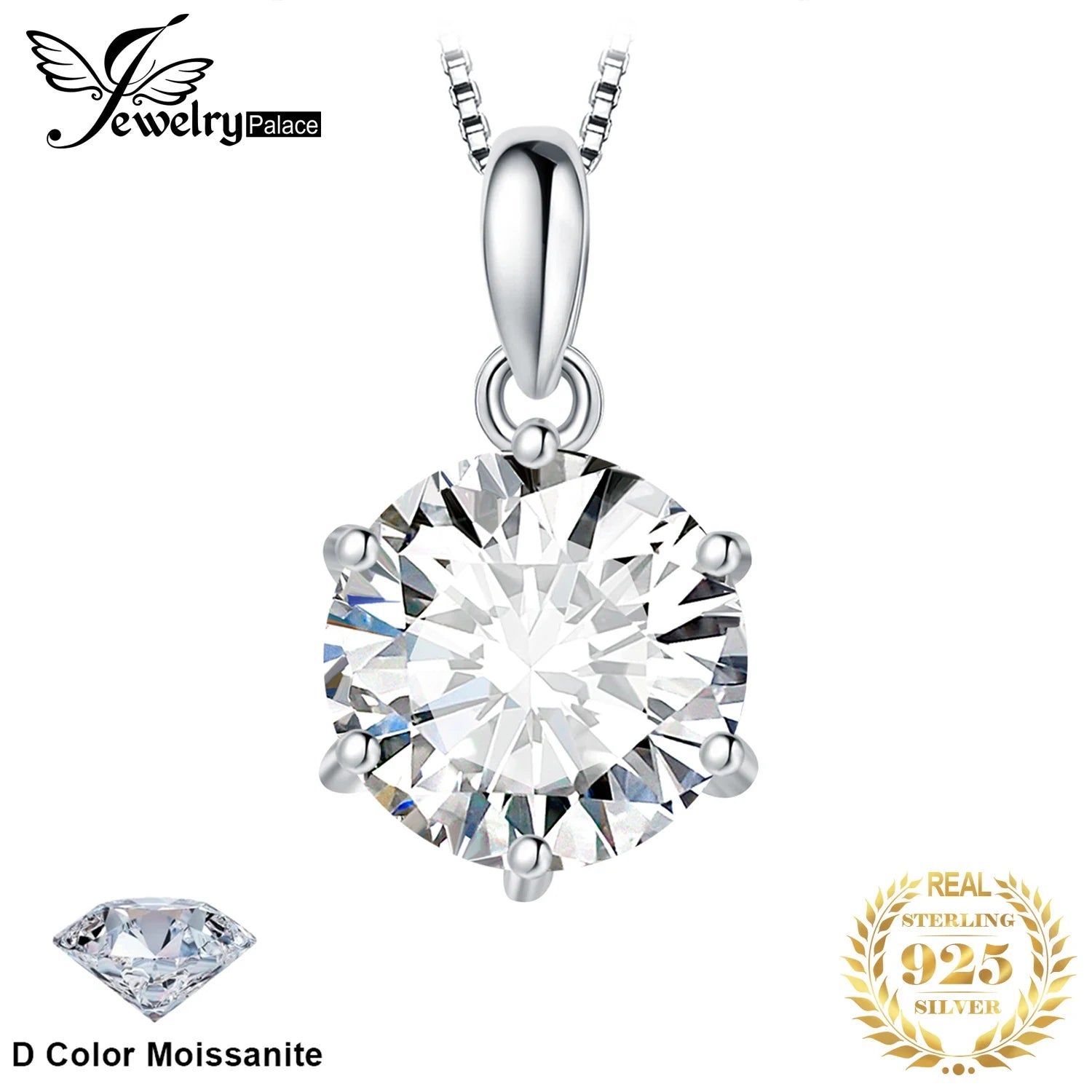 Moissanite Round D Color 925 Silver Pendant