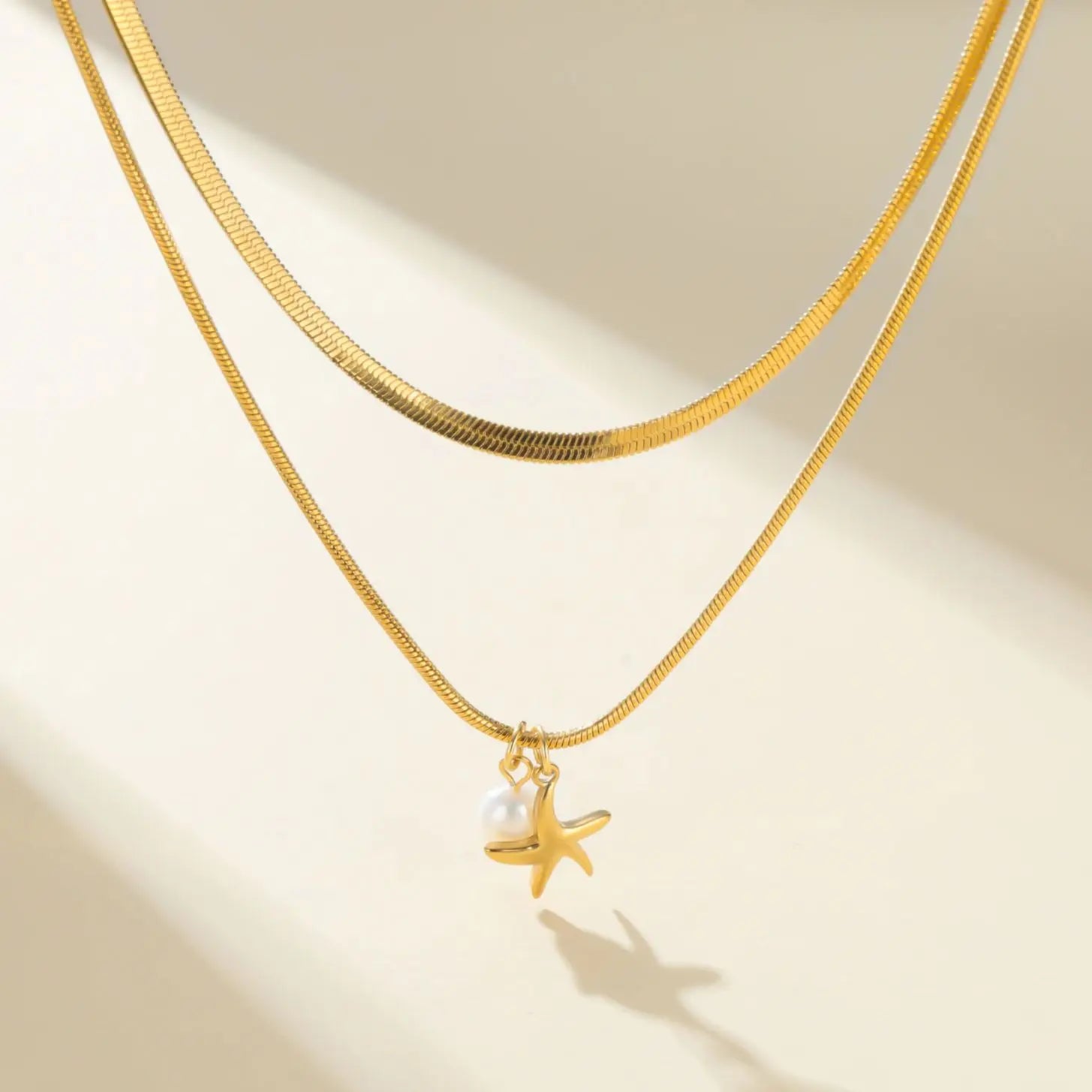 Pearl Sea star Double Layer Necklace