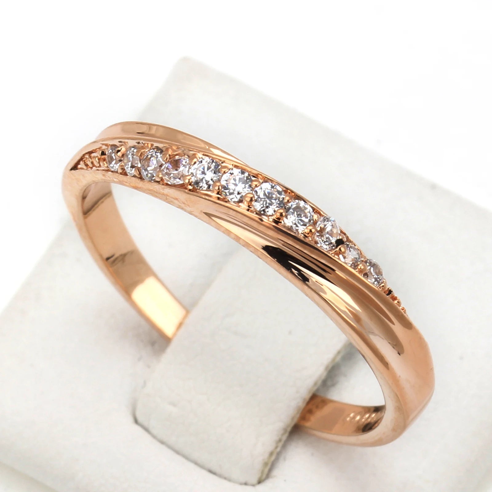 Elegant Rose Gold CZ Ring