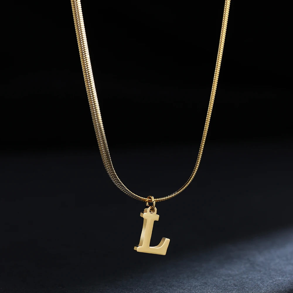 Gold Initial Letter Pendant Necklace
