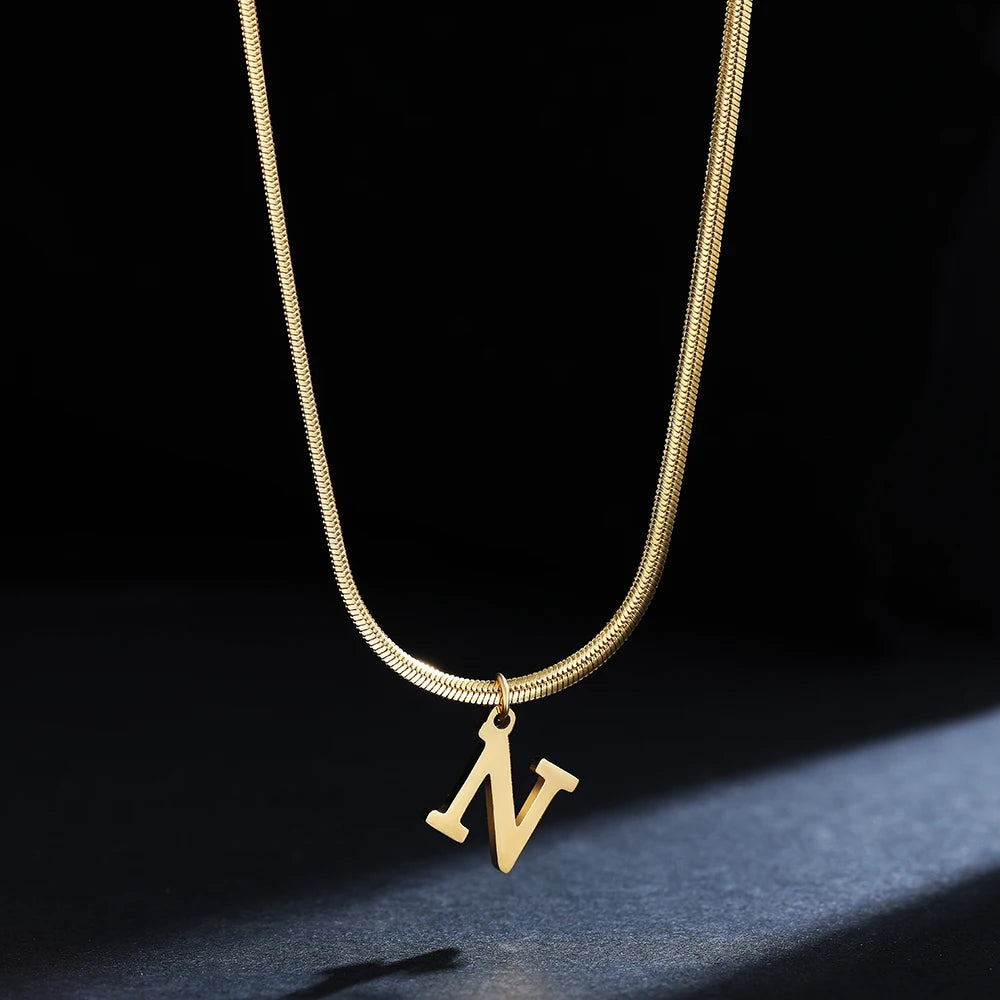 Gold Initial Letter Pendant Necklace