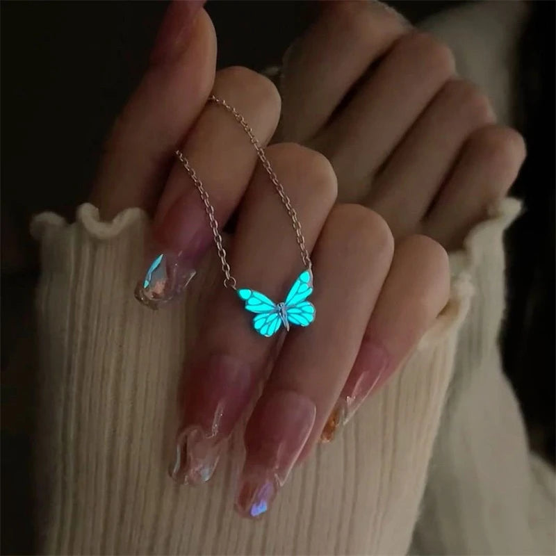 Glow Butterfly Pendant Necklace