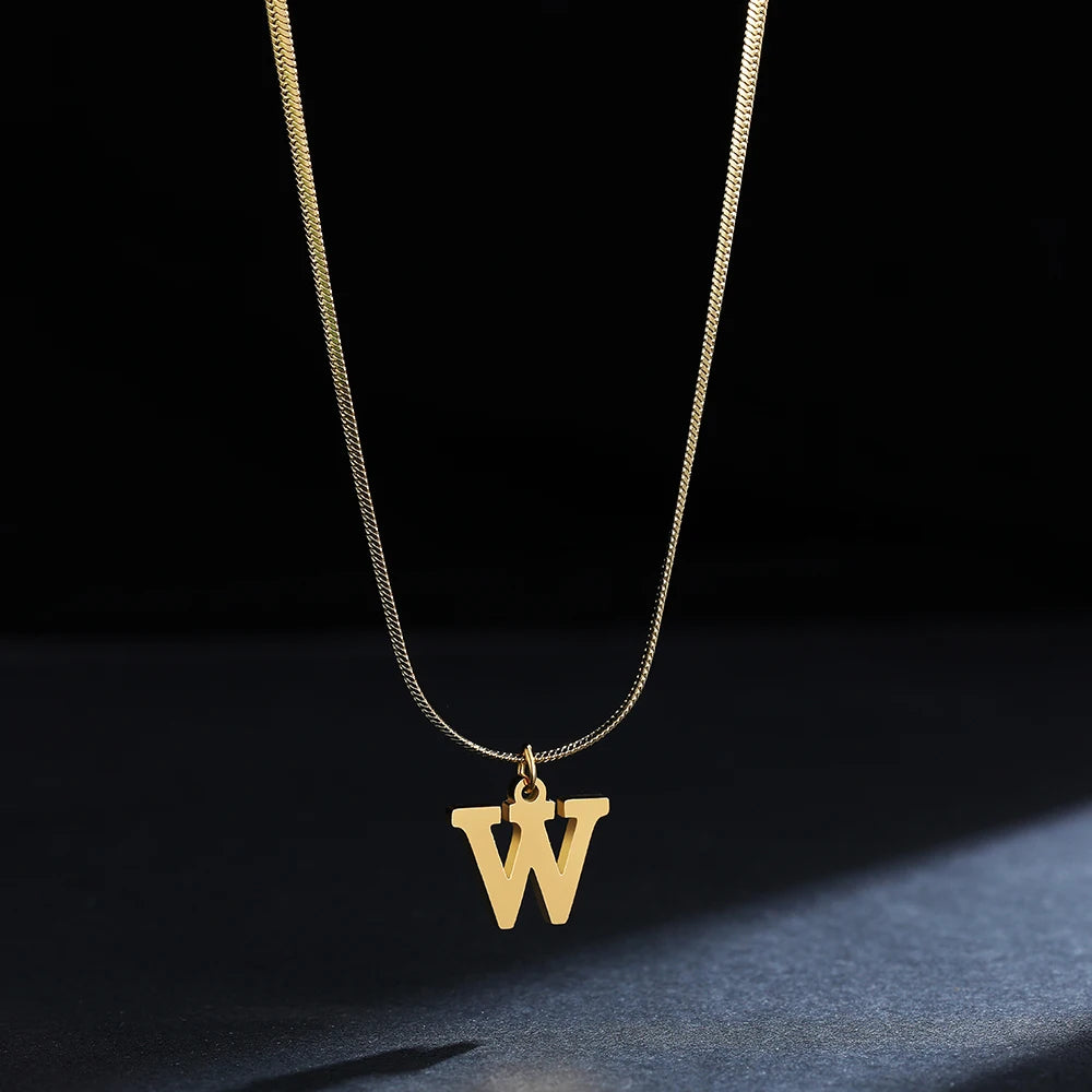 Gold Initial Letter Pendant Necklace
