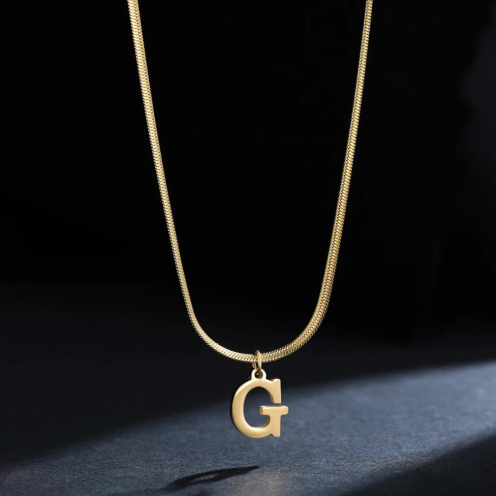 Gold Initial Letter Pendant Necklace