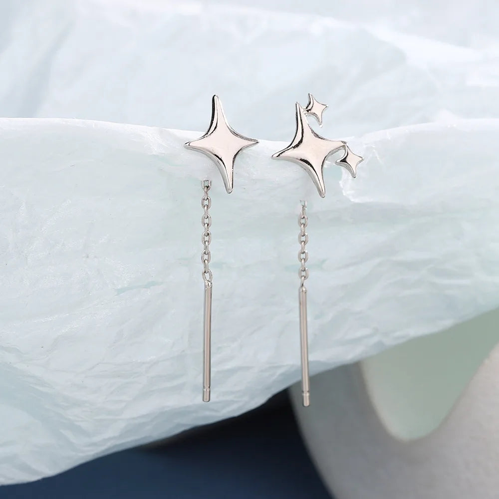 925 Silver Star Tassel Earrings