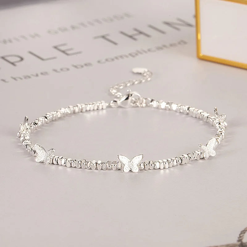 925 Silver Butterfly Bead Bracelet
