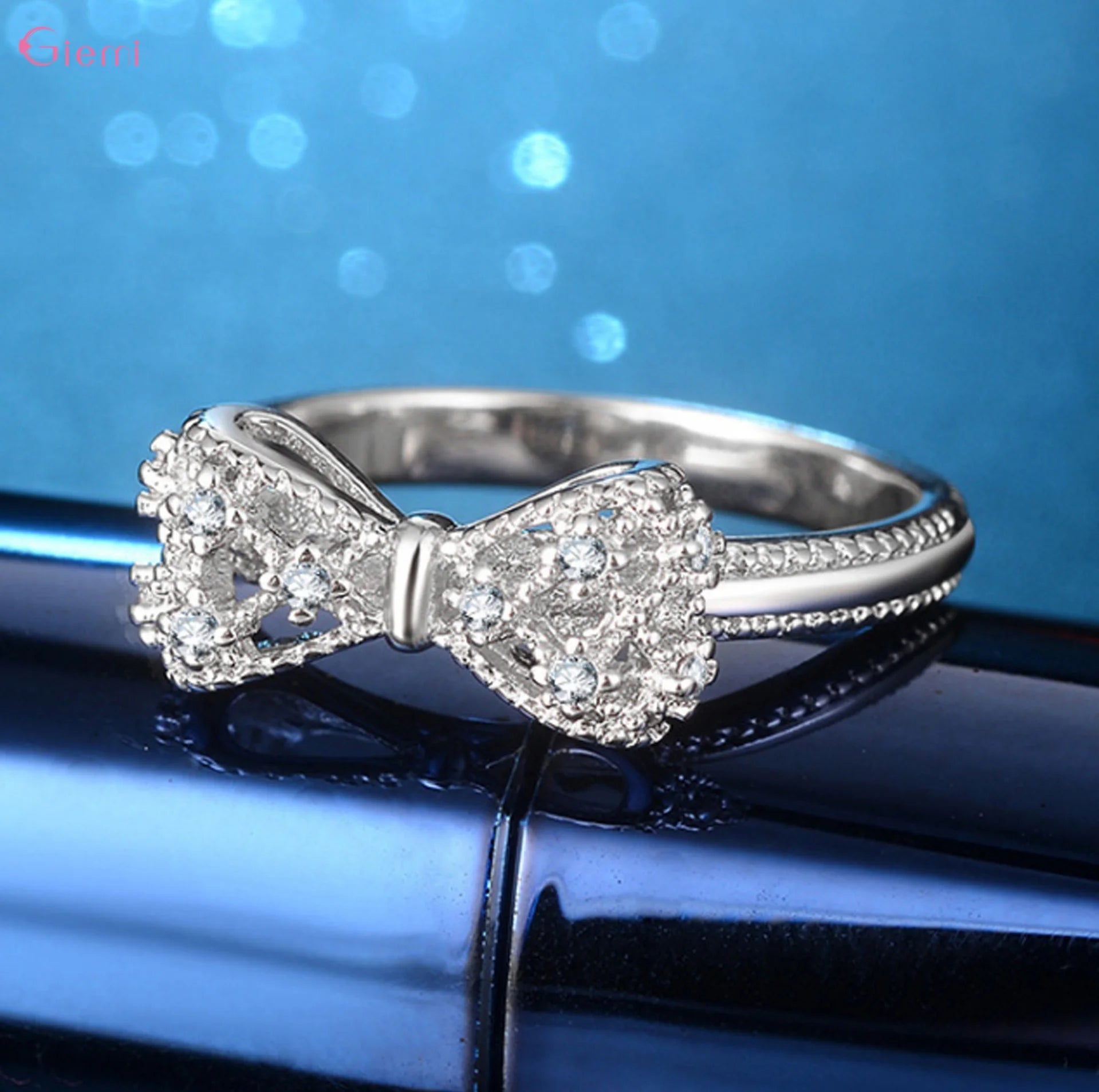 Sterling Silver Bowknot CZ Ring