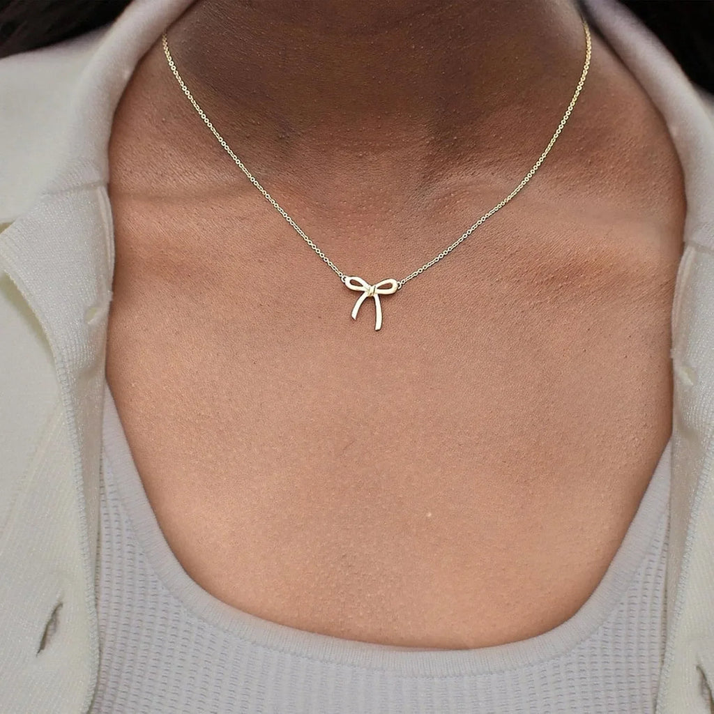 Gold Bow Pendant Necklace