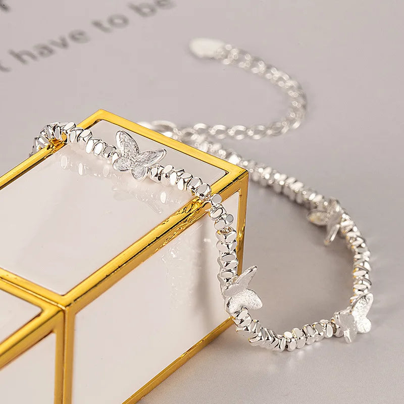 925 Silver Butterfly Bead Bracelet