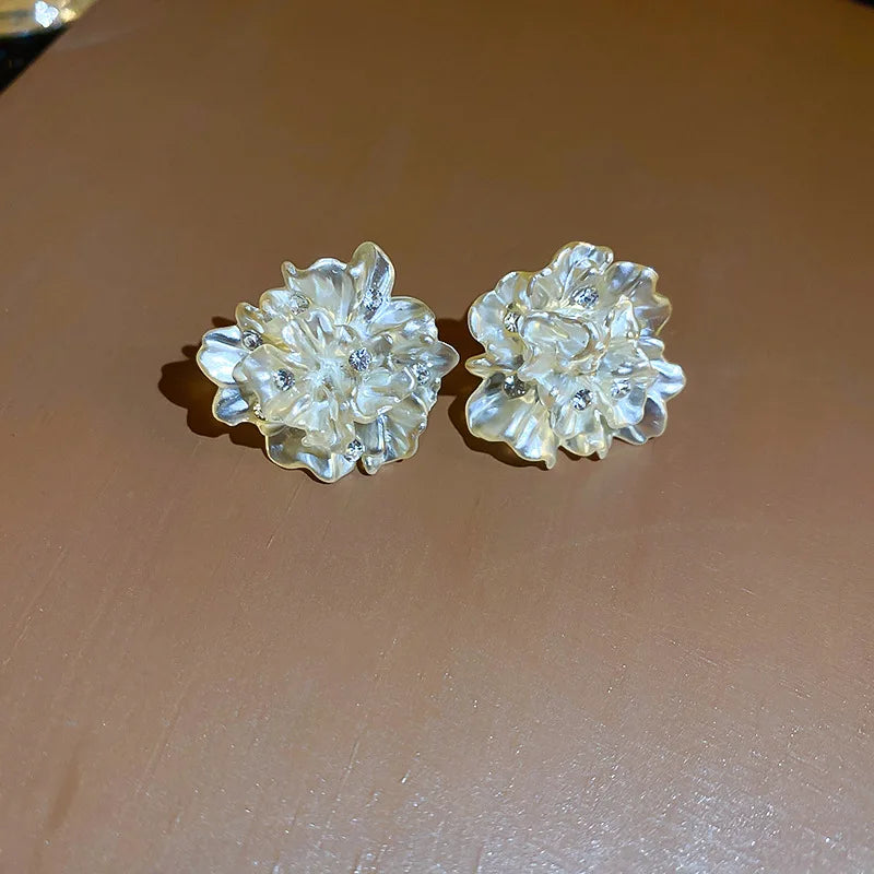 Pink Flower Resin Stud Earrings