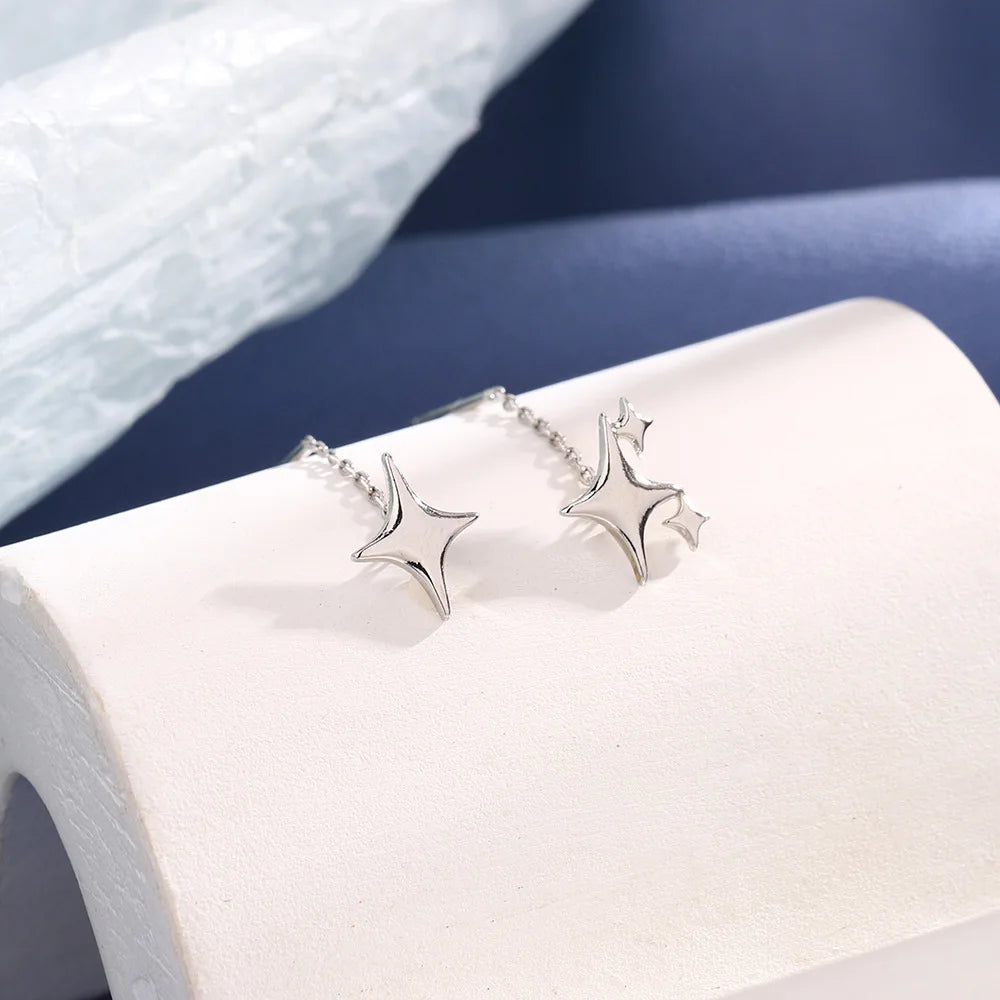 925 Silver Star Tassel Earrings